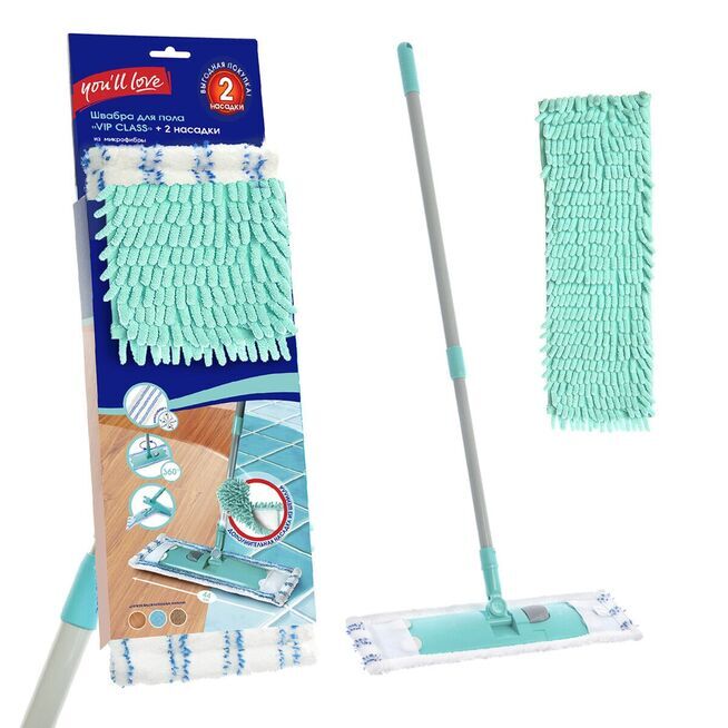 Швабра Vip Class PLUS + 2 насадки (микроволокно и  шенилл) /12/1