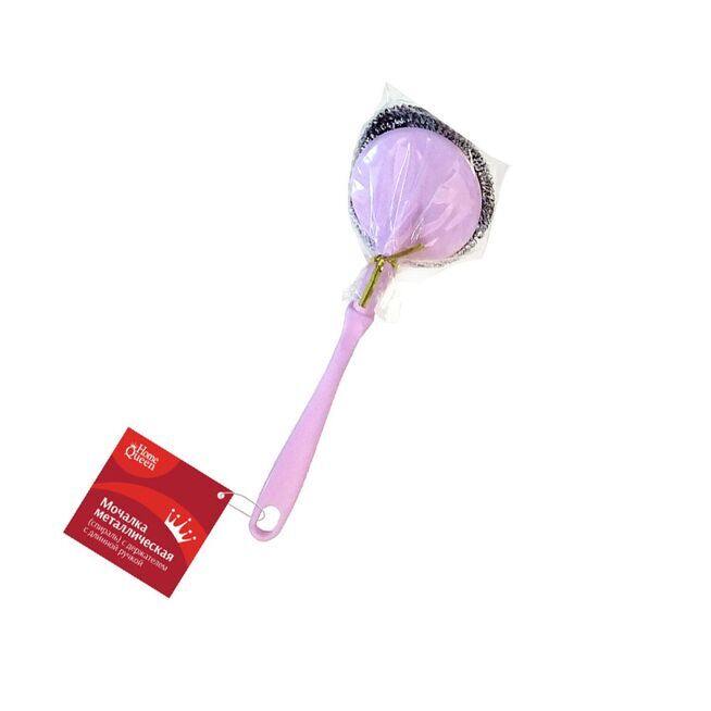 Мочалка металлическая (спираль) с держателем с длинной ручкой/50/10