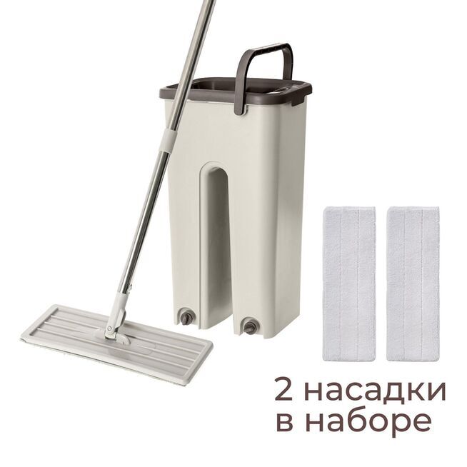 Швабра плоская с ведром для отжима "Лайт" , Home Queen /6/1