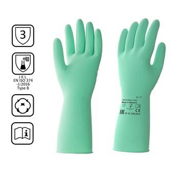 Перчатки латексные многоразовые зеленые, р-р S HQ Profiline /50/1